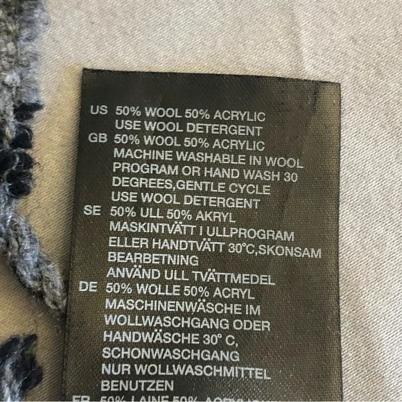 H&M Hound's-tooth Scarf/Wrap Fringe Acrylic Wool Blend Black & Gray Unisex Large - Picture 3 of 4